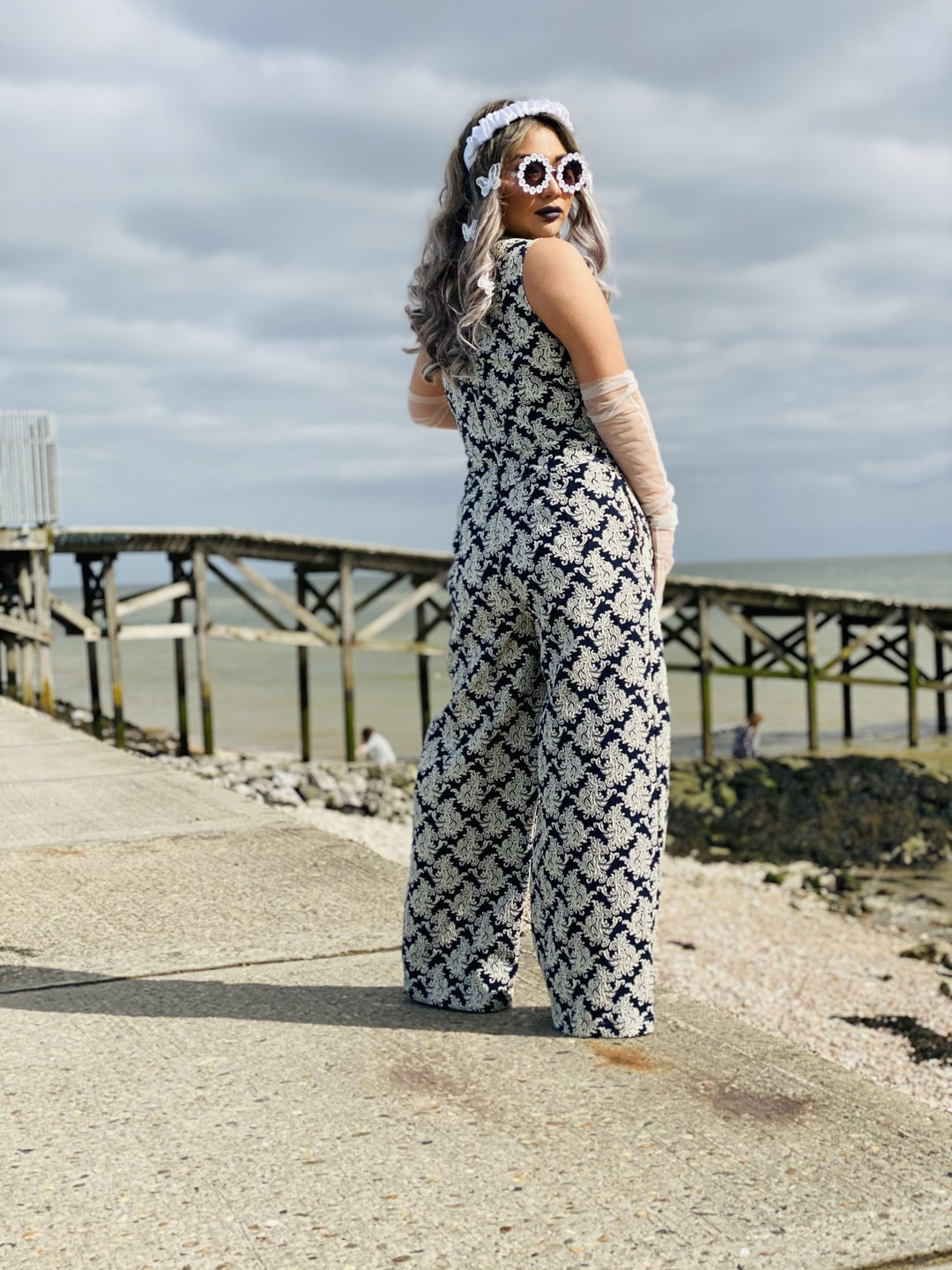 Blue + White Paisley Box Jumpsuit - One Wear Freedom 