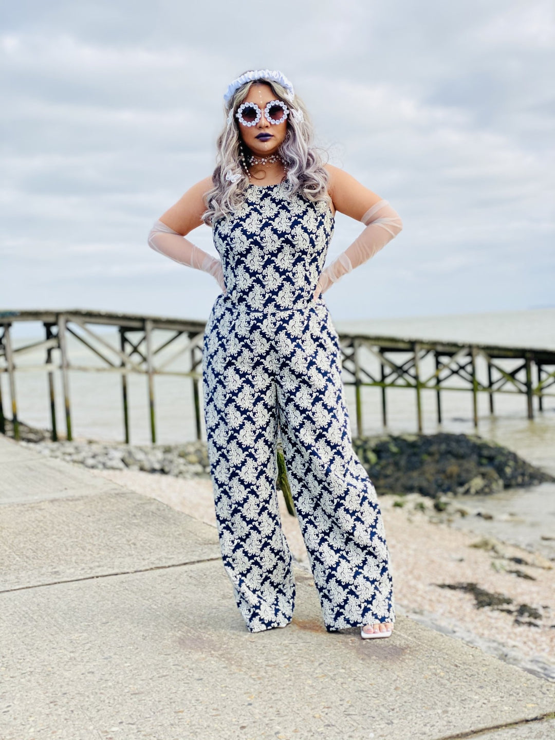 Blue + White Paisley Box Jumpsuit - One Wear Freedom #product_tags#