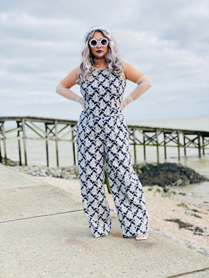 Blue + White Paisley Box Jumpsuit - One Wear Freedom 