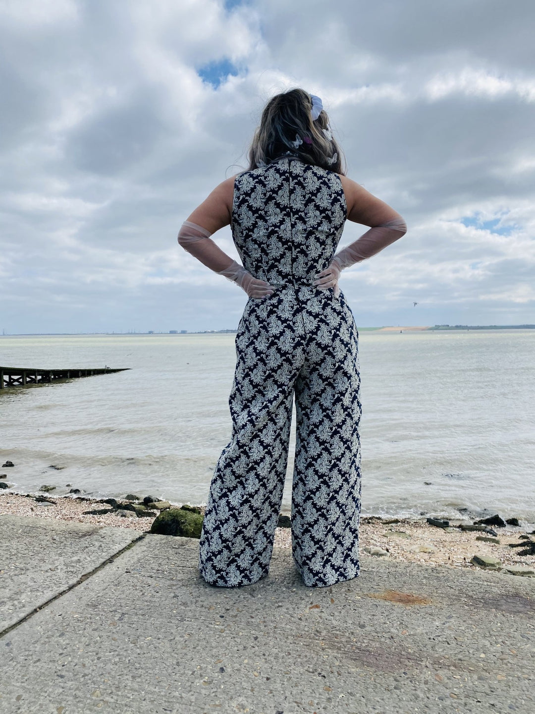 Blue + White Paisley Box Jumpsuit - One Wear Freedom 