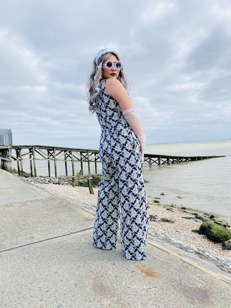 Blue + White Paisley Box Jumpsuit - One Wear Freedom #product_tags#