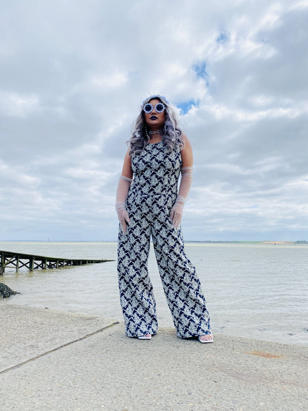 Blue + White Paisley Box Jumpsuit - One Wear Freedom 