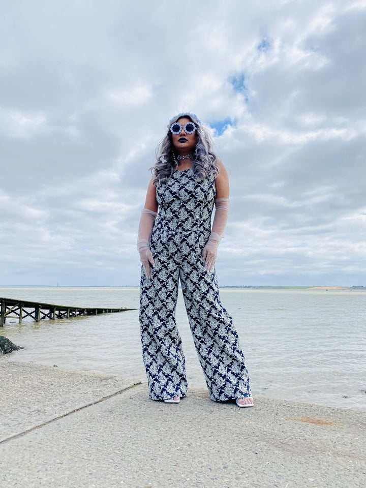 Blue + White Paisley Box Jumpsuit - One Wear Freedom 