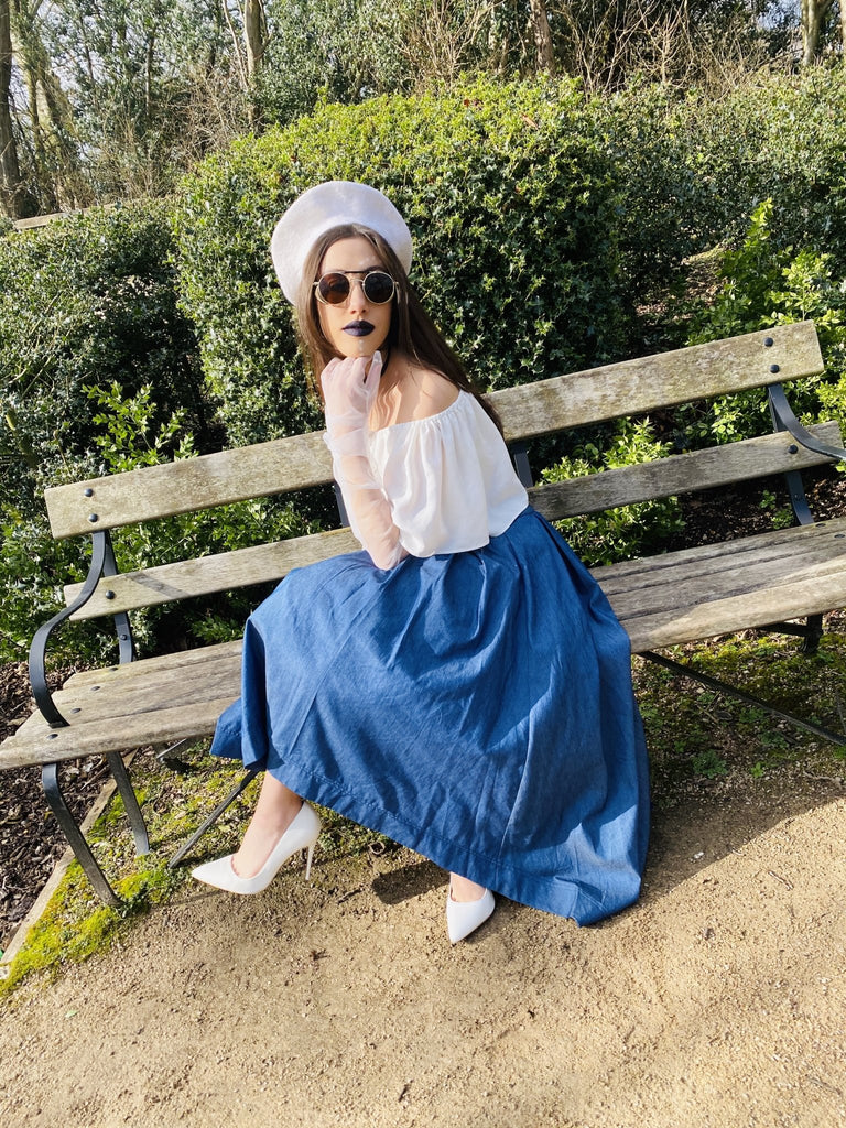 Bluebell Poofy Layered Skirt - One Wear Freedom right side sitting
