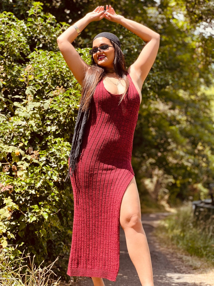 Breezy Wine Knit Dress - One Wear Freedom 