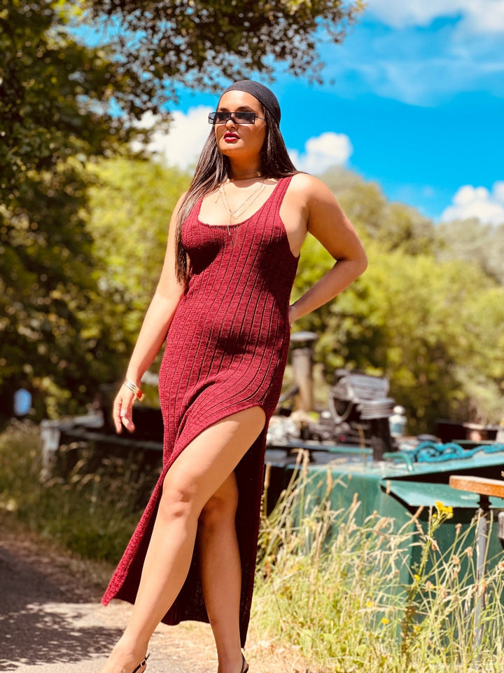 Breezy Wine Knit Dress - One Wear Freedom 