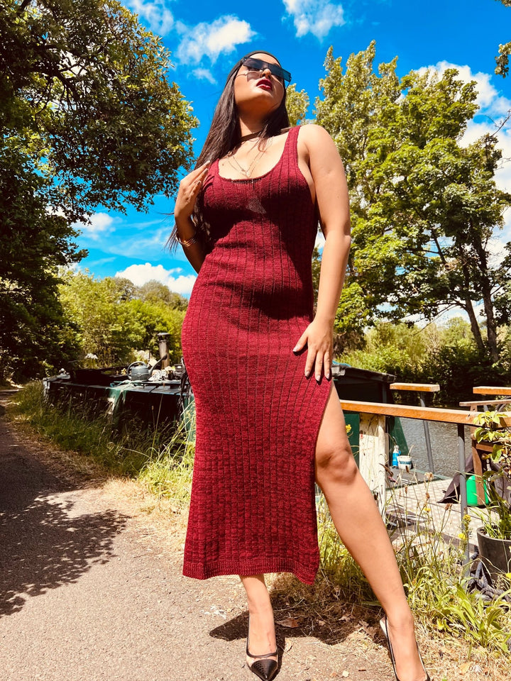 Breezy Wine Knit Dress - One Wear Freedom 
