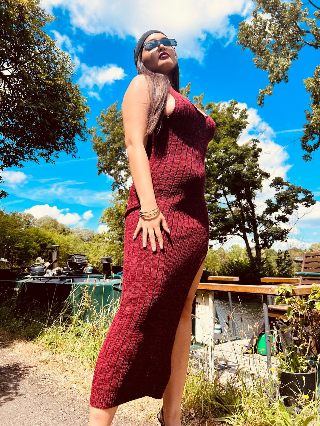 Breezy Wine Knit Dress - One Wear Freedom 