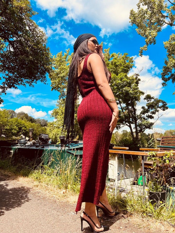 Breezy Wine Knit Dress - One Wear Freedom 