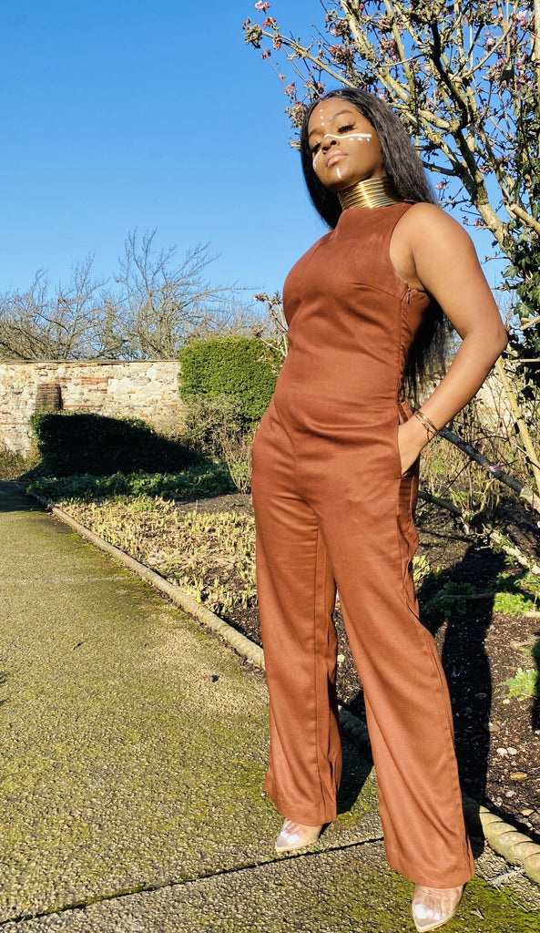 Brown Box Jumpsuit - One Wear Freedom side front