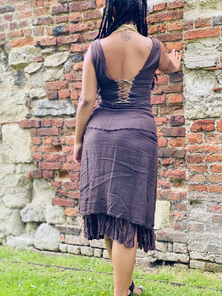 Brown Gypsy Corset Crop + Skirt Co-ord - One Wear Freedom 