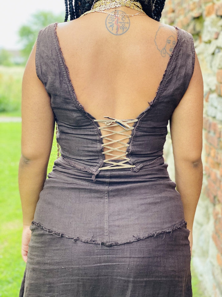 Brown Gypsy Corset Crop + Skirt Co-ord - One Wear Freedom 