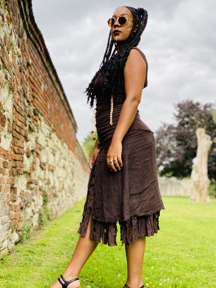 Brown Gypsy Corset Crop + Skirt Co-ord - One Wear Freedom 