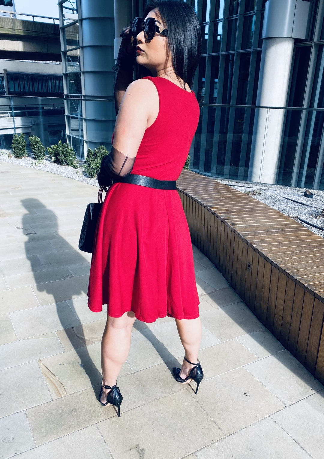 Burgundy Wine Flared Dress - One Wear Freedom back