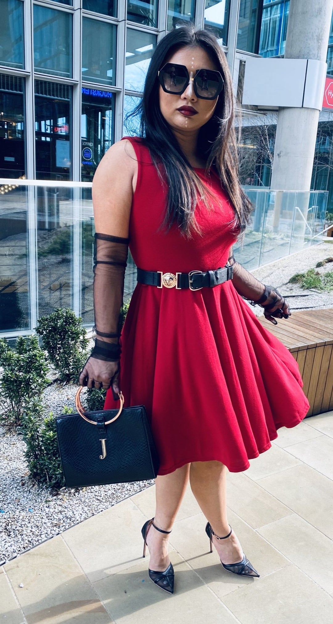 Burgundy Wine Flared Dress - One Wear Freedom front