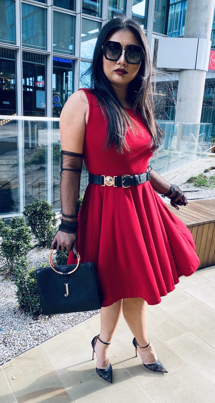 Burgundy Wine Flared Dress - One Wear Freedom front