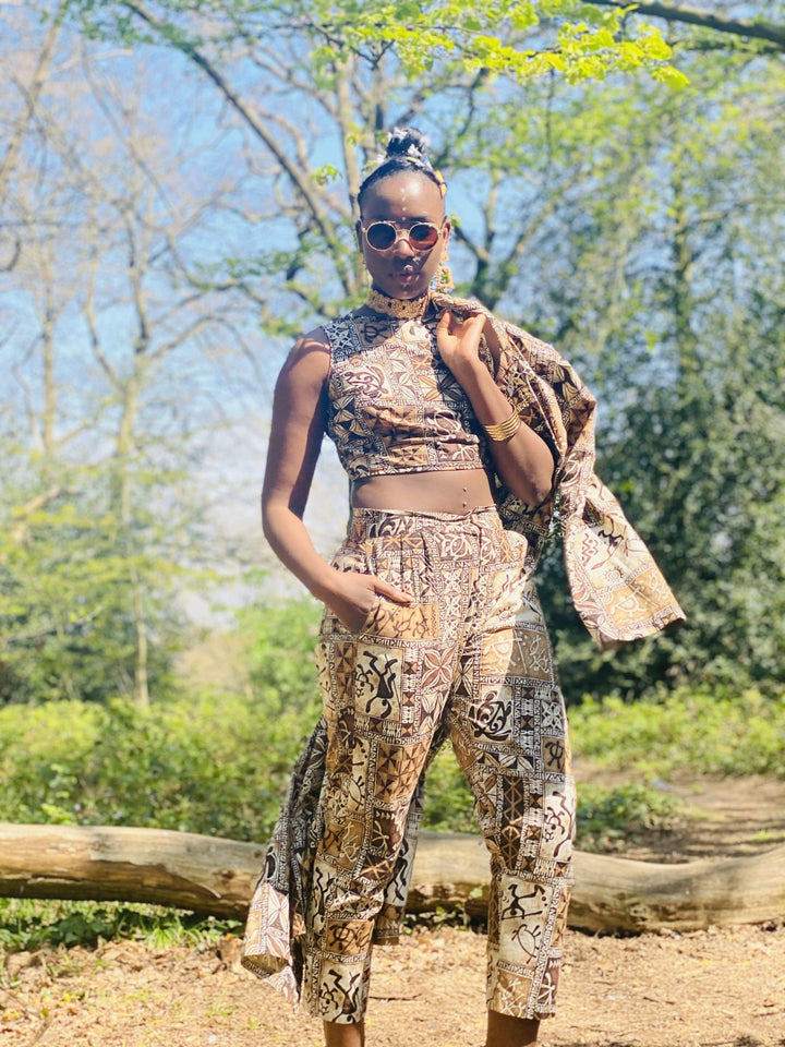 Caramel Tapa Print 3-Piece Suit Set - One Wear Freedom 