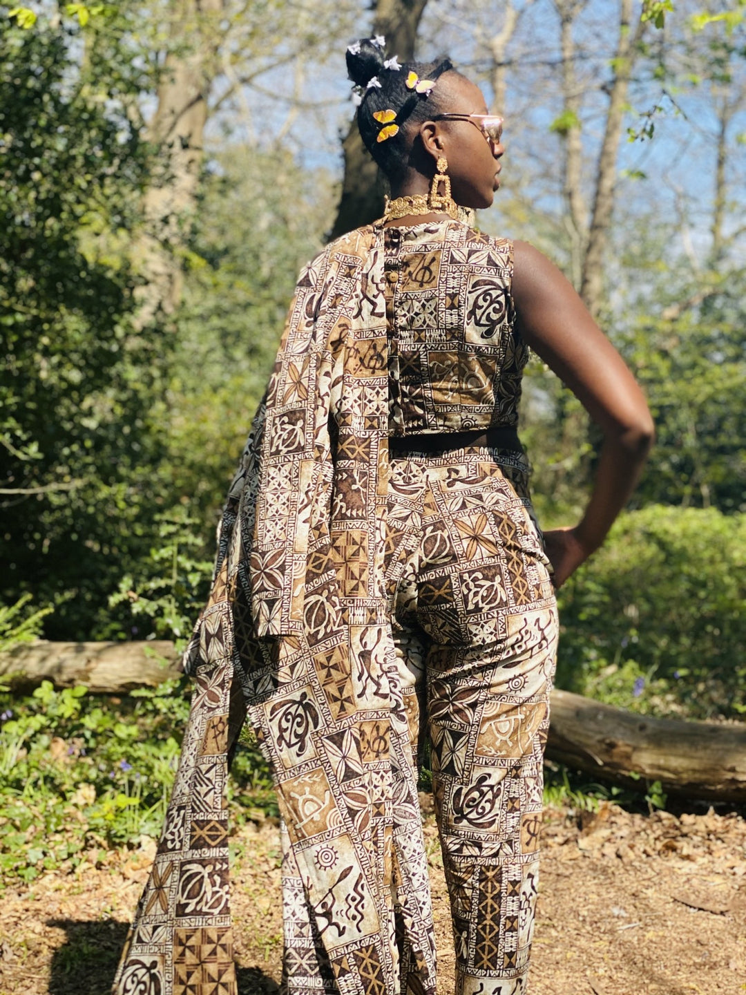 Caramel Tapa Print 3-Piece Suit Set - One Wear Freedom 