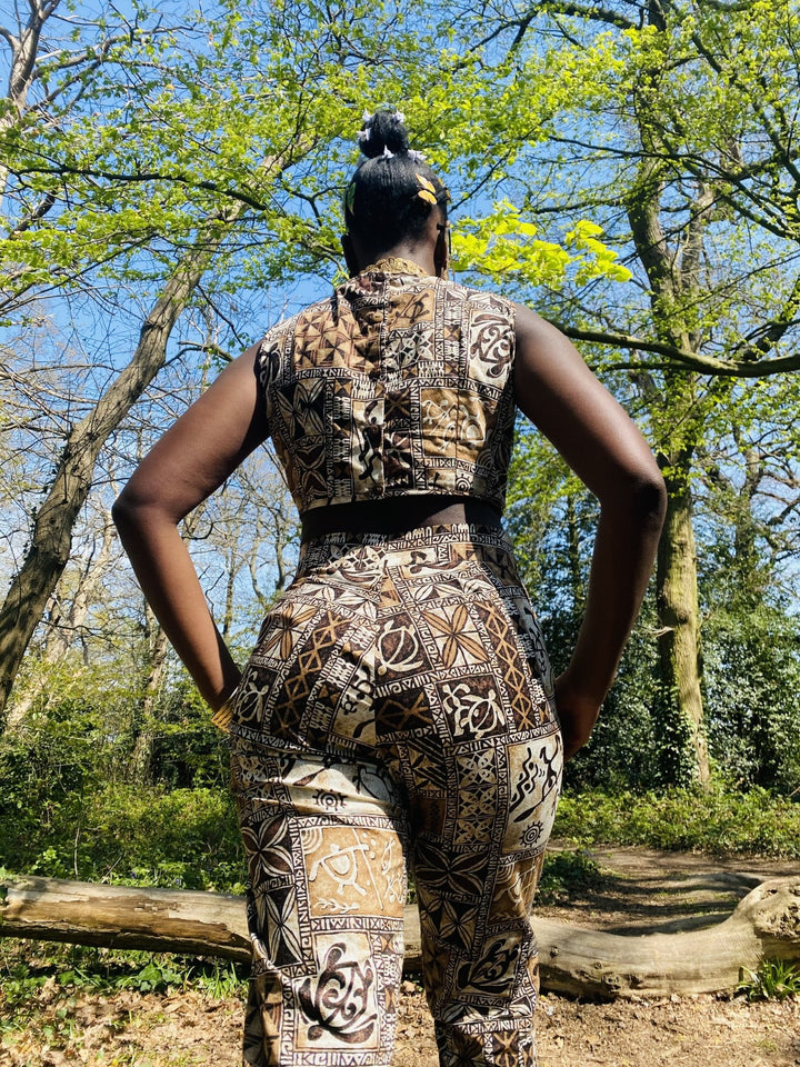 Caramel Tapa Print 3-Piece Suit Set - One Wear Freedom 