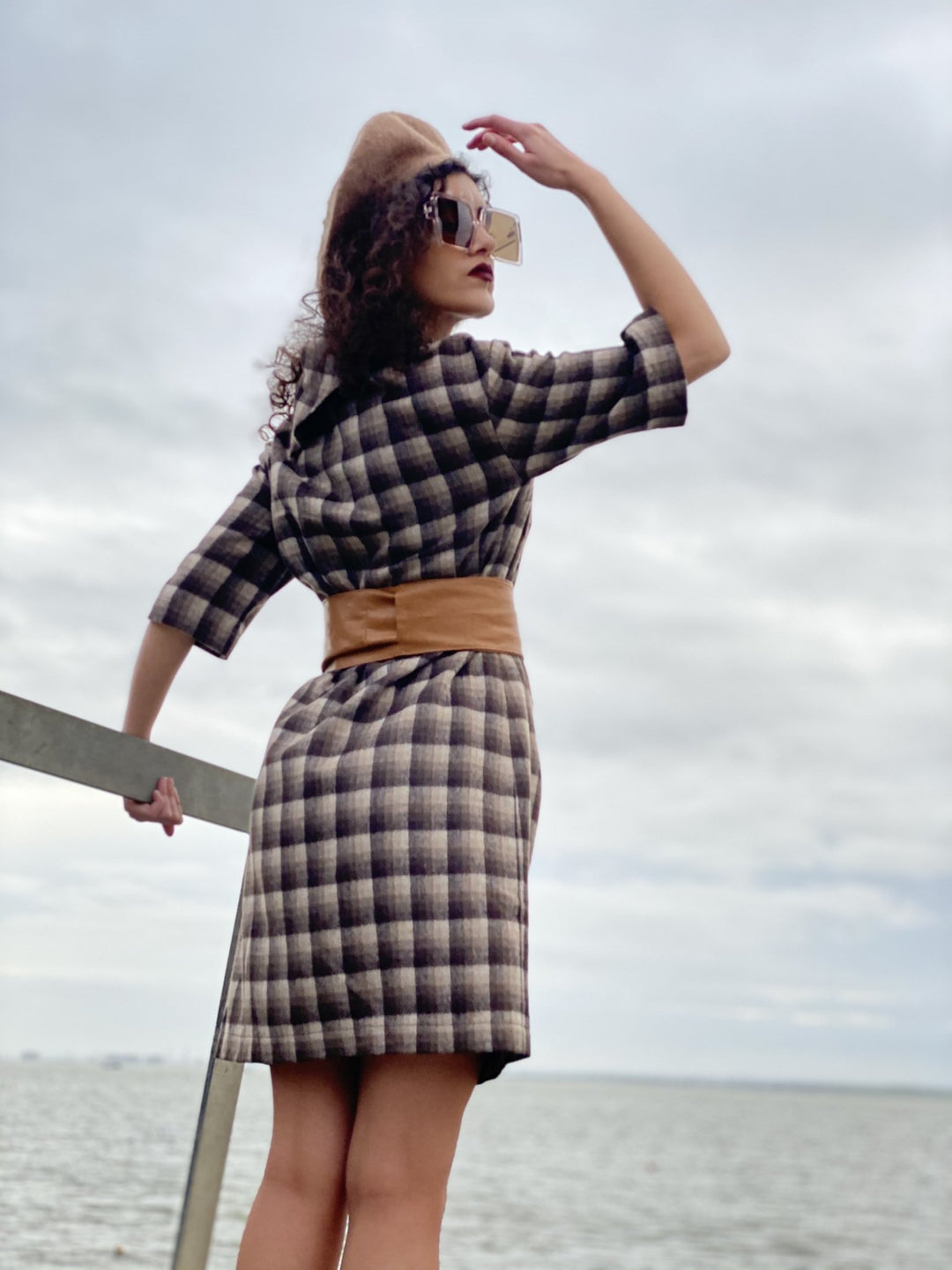 Chocolate Plaid Polo Mini Dress - One Wear Freedom 