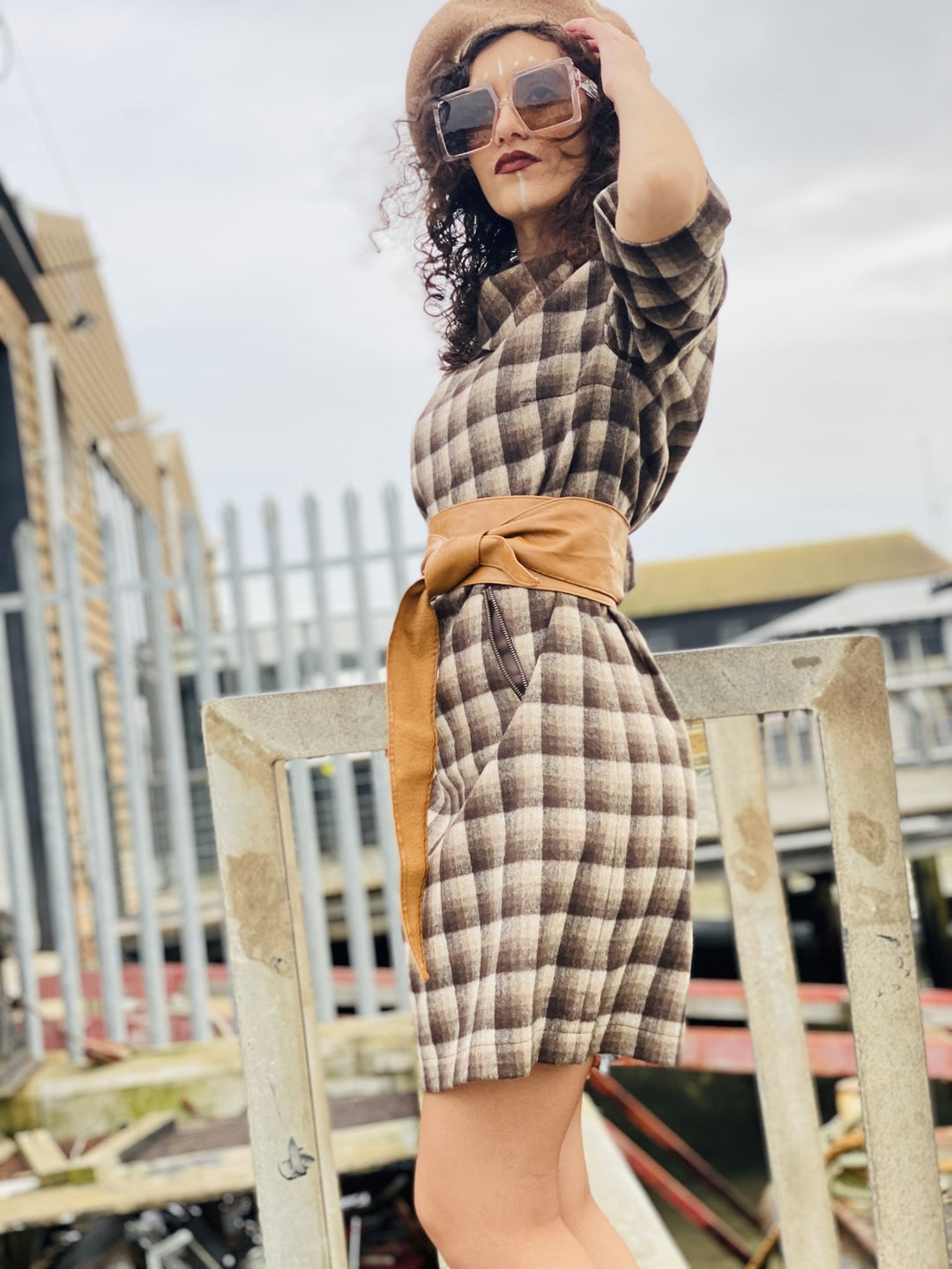 Chocolate Plaid Polo Mini Dress - One Wear Freedom 