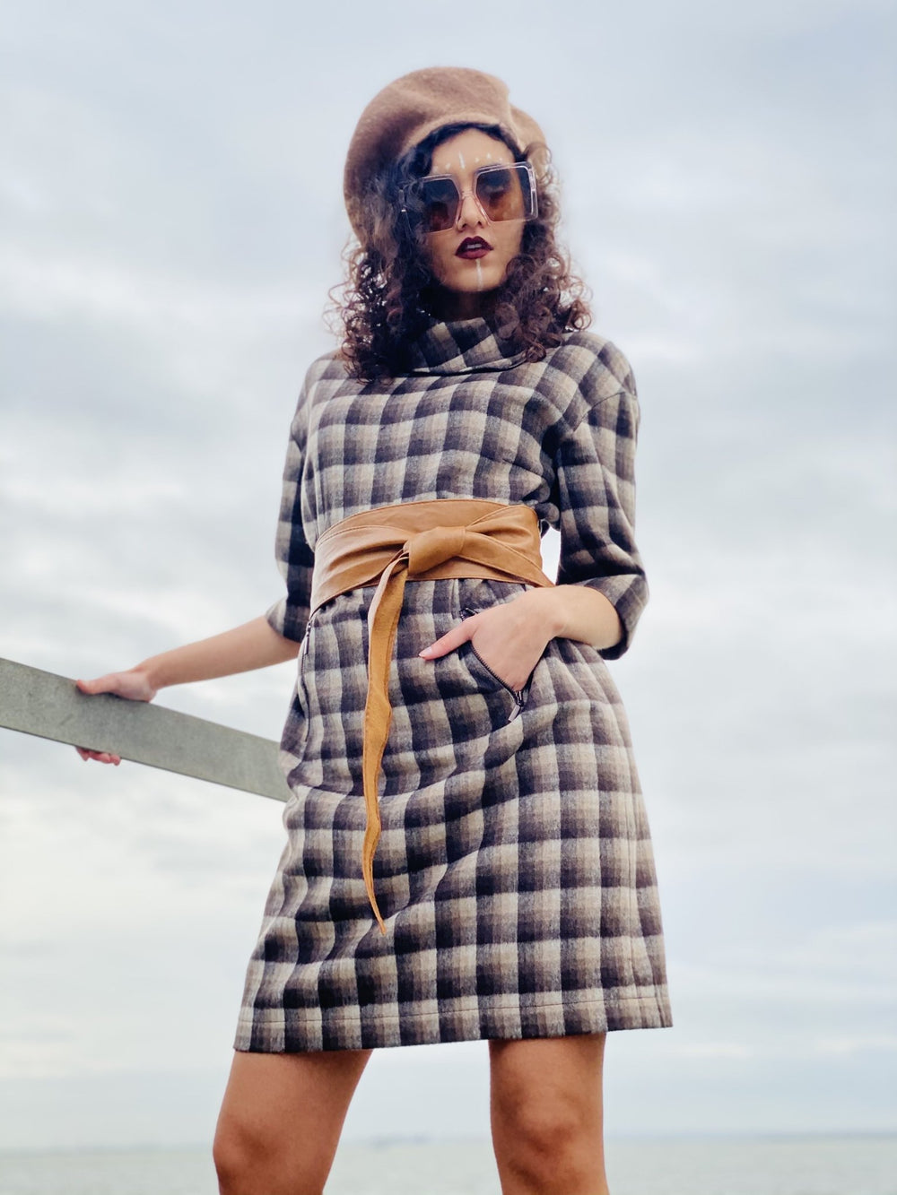 Chocolate Plaid Polo Mini Dress - One Wear Freedom #product_tags#