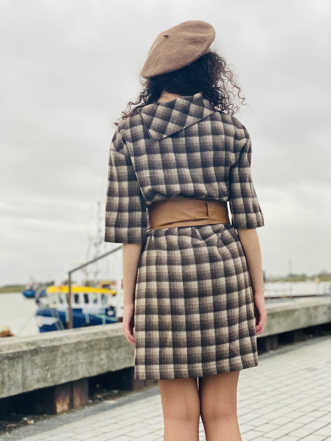Chocolate Plaid Polo Mini Dress - One Wear Freedom 