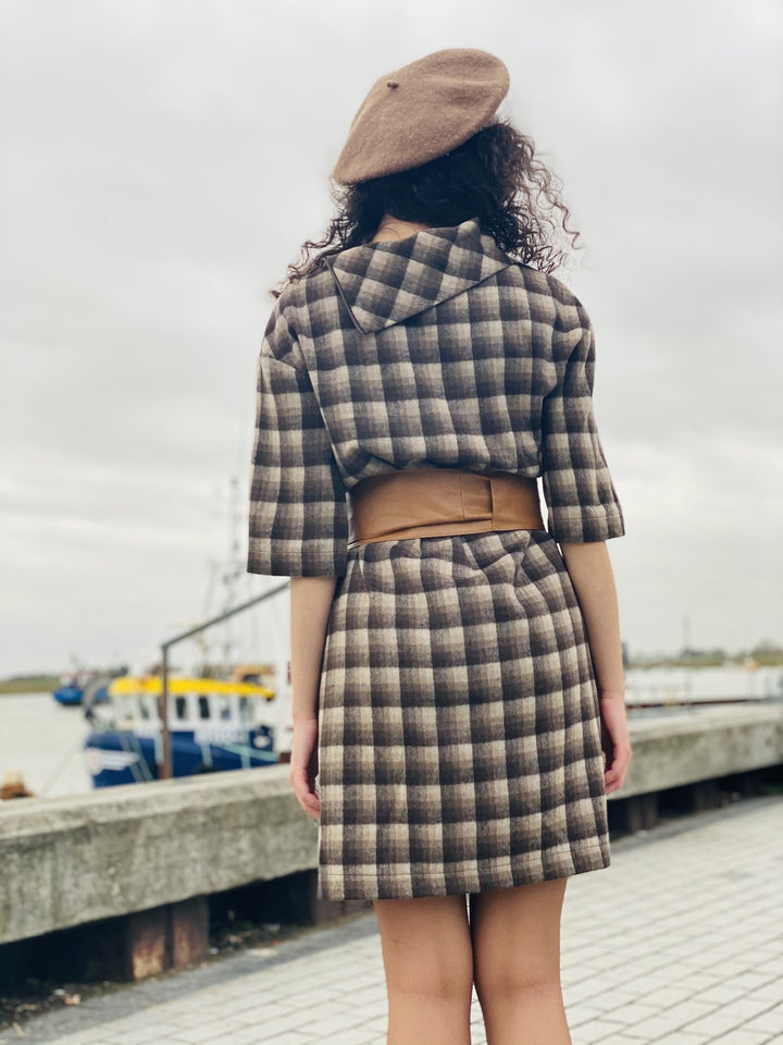 Chocolate Plaid Polo Mini Dress - One Wear Freedom 