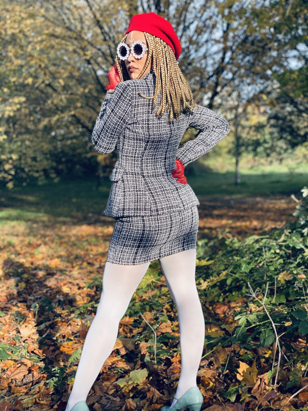 Classic Black + White Tweed Mini Skirt + Blazer Suit - One Wear Freedom 