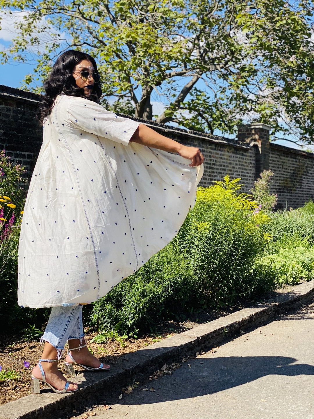 Cream Bombyx Mori Forget-Me-Not Reversible Coat - One Wear Freedom 