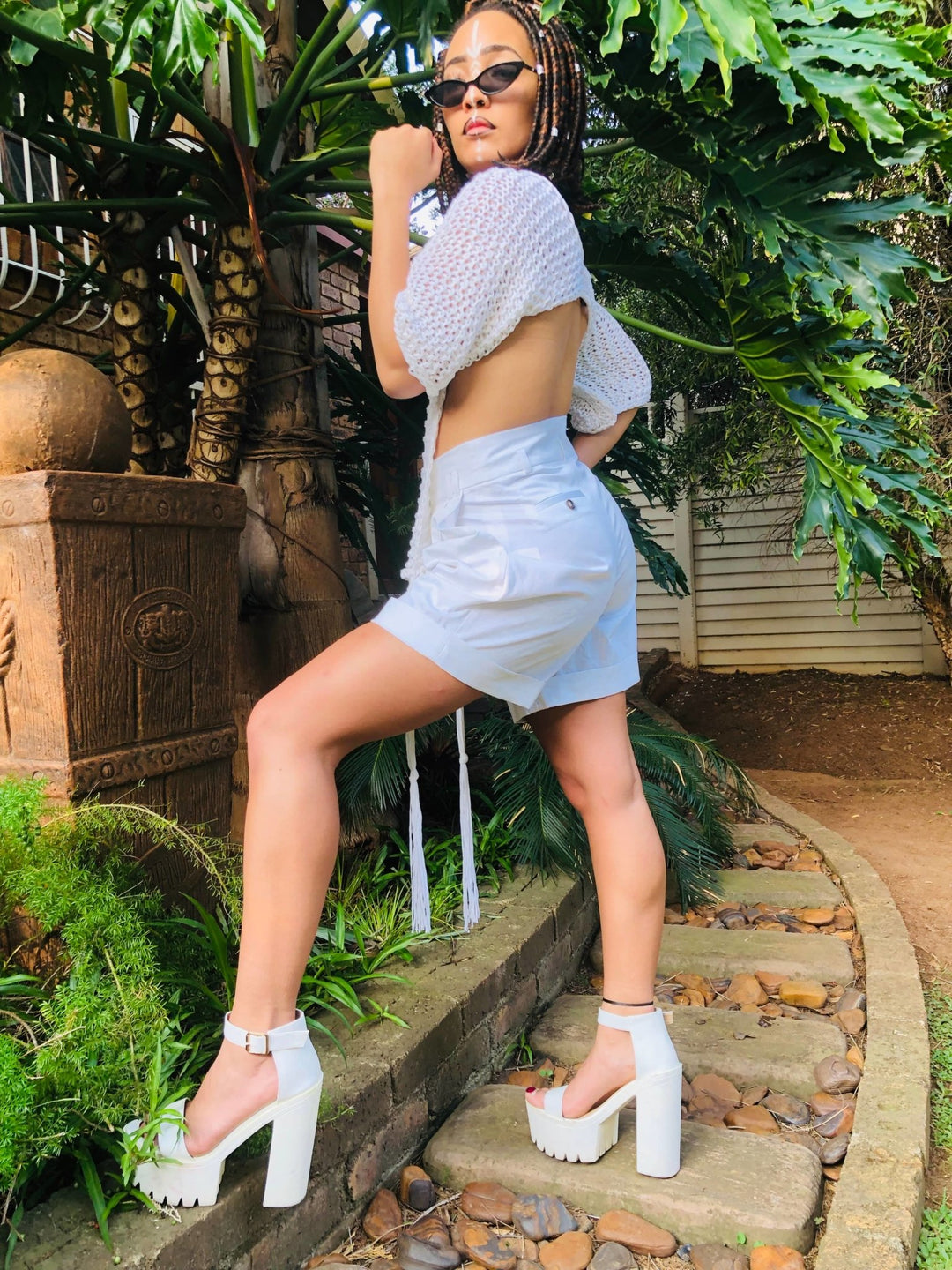Cream Party in the Front-Bare in the Back Crochet Top - One Wear Freedom - Side