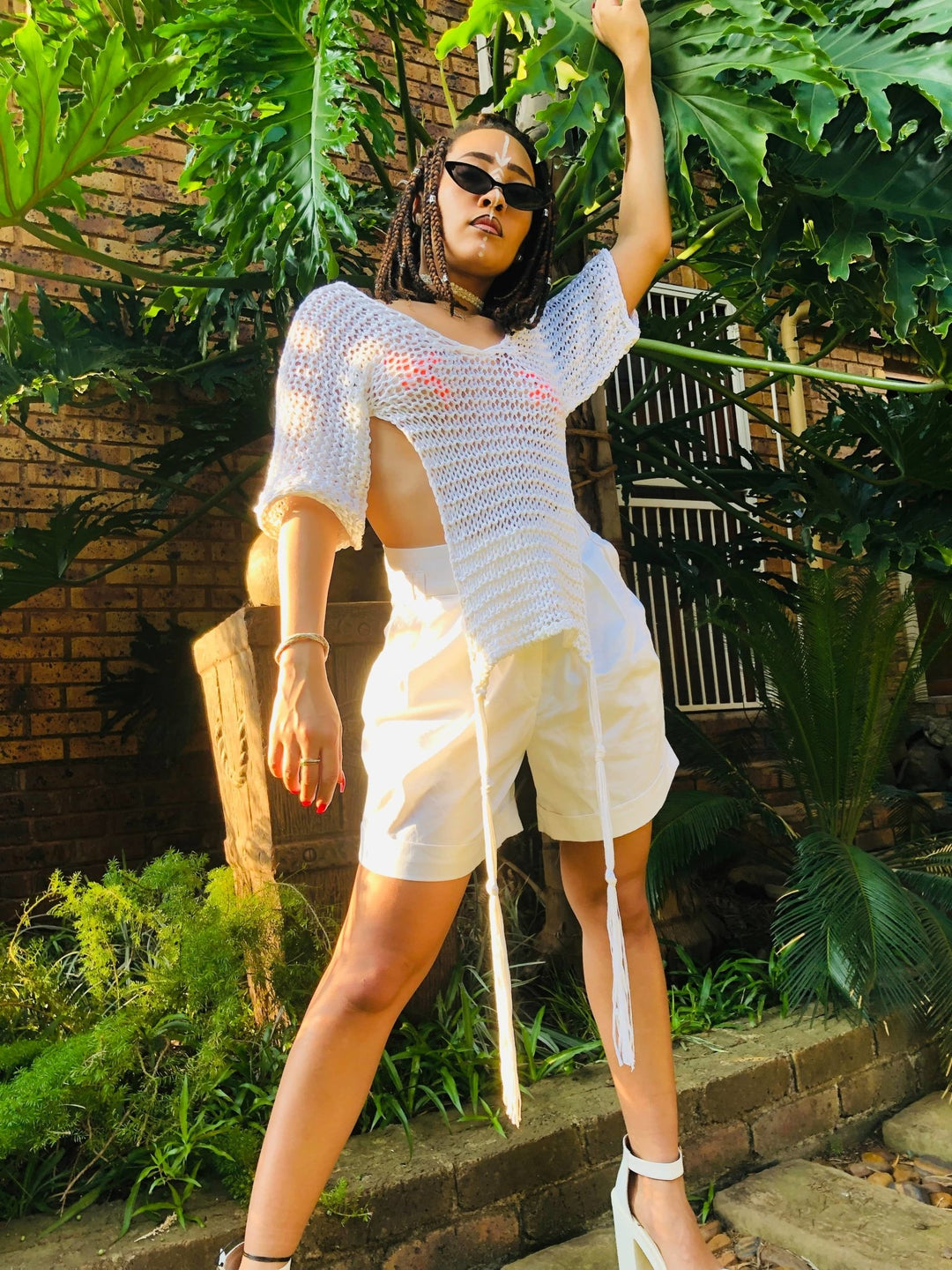 Cream Party in the Front-Bare in the Back Crochet Top - One Wear Freedom - Front