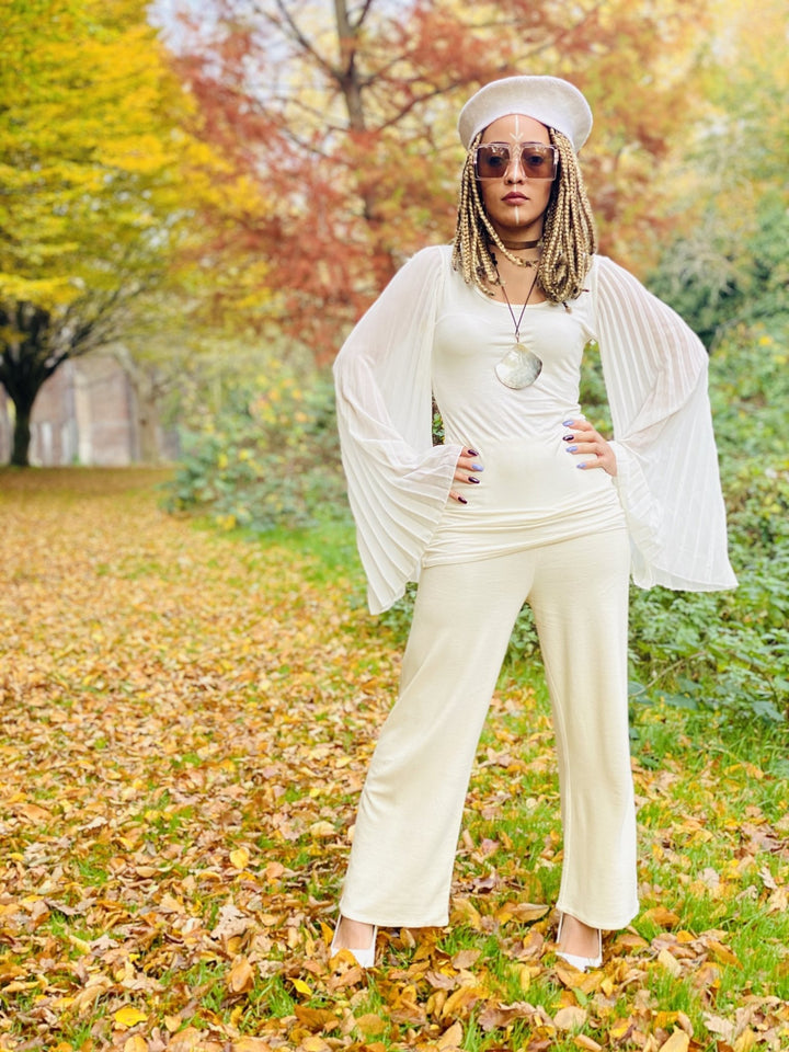 Creamy Angel Wings + Jersey Trouser Co-ord - One Wear Freedom 