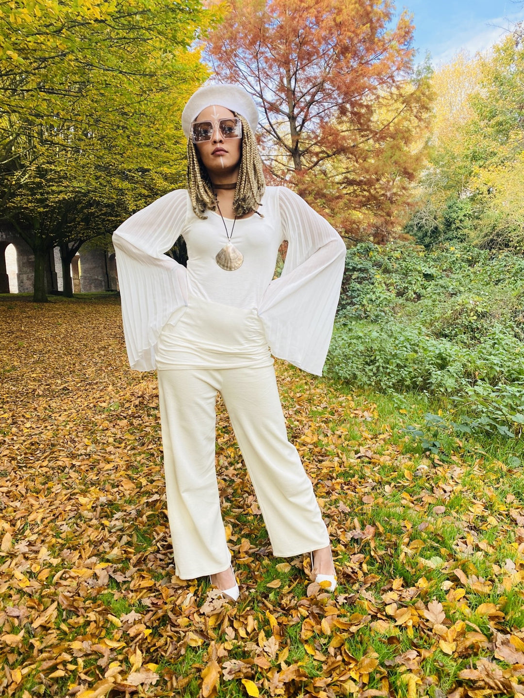 Creamy Angel Wings + Jersey Trouser Co-ord - One Wear Freedom 