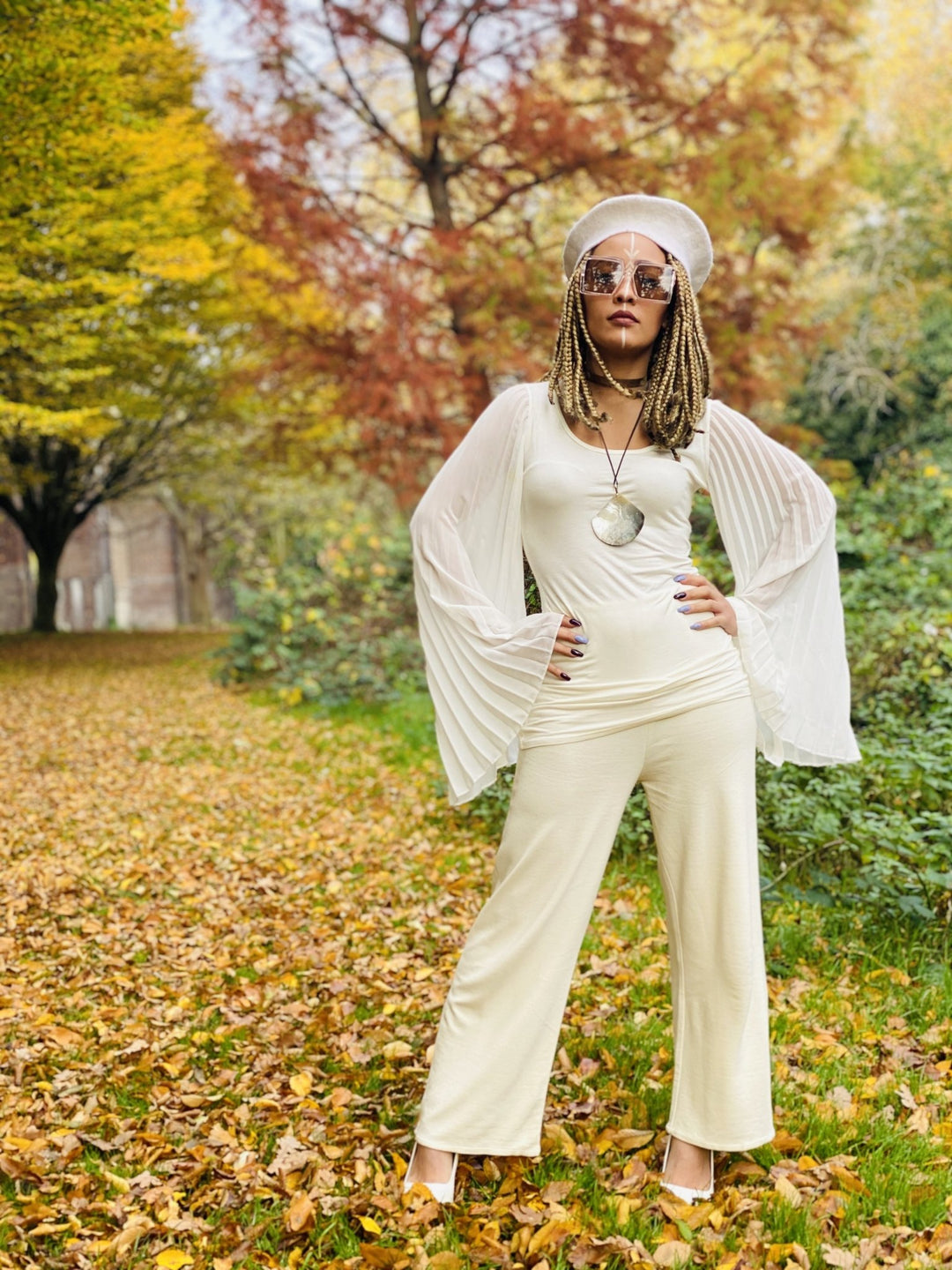 Creamy Angel Wings + Jersey Trouser Co-ord - One Wear Freedom 