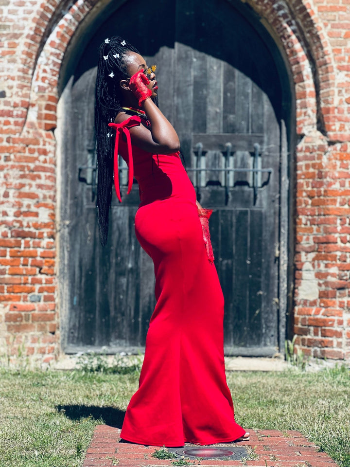 Crimson Bow Fishtail Dress - One Wear Freedom 