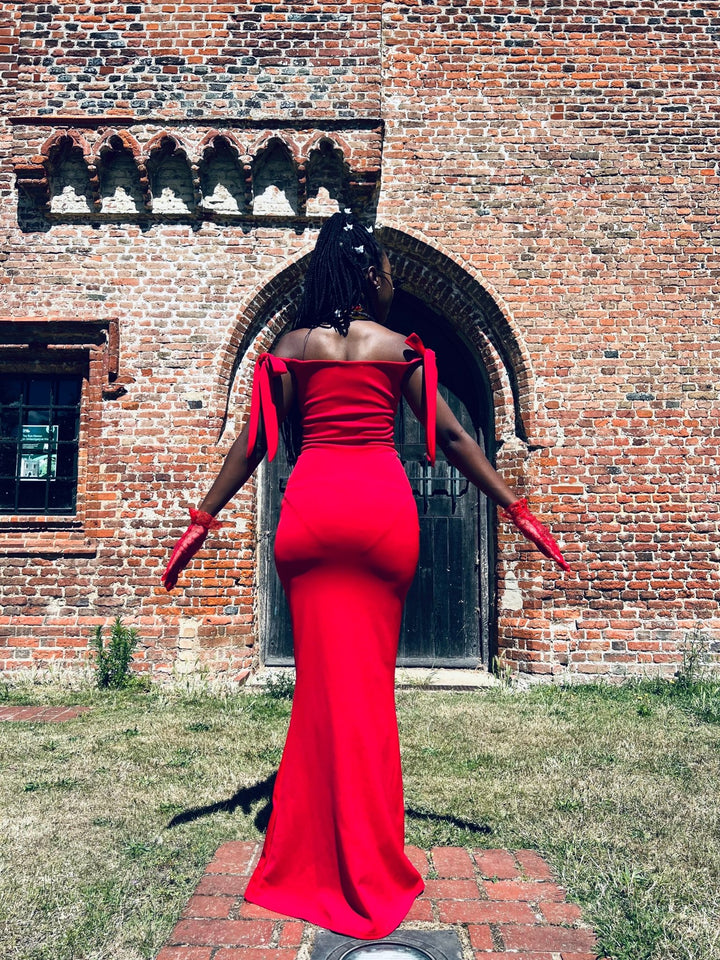 Crimson Bow Fishtail Dress - One Wear Freedom 
