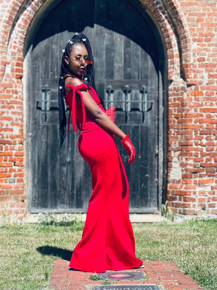 Crimson Bow Fishtail Dress - One Wear Freedom 