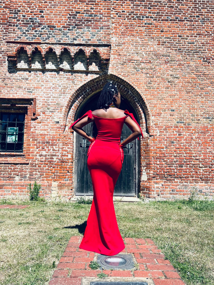 Crimson Bow Fishtail Dress - One Wear Freedom 