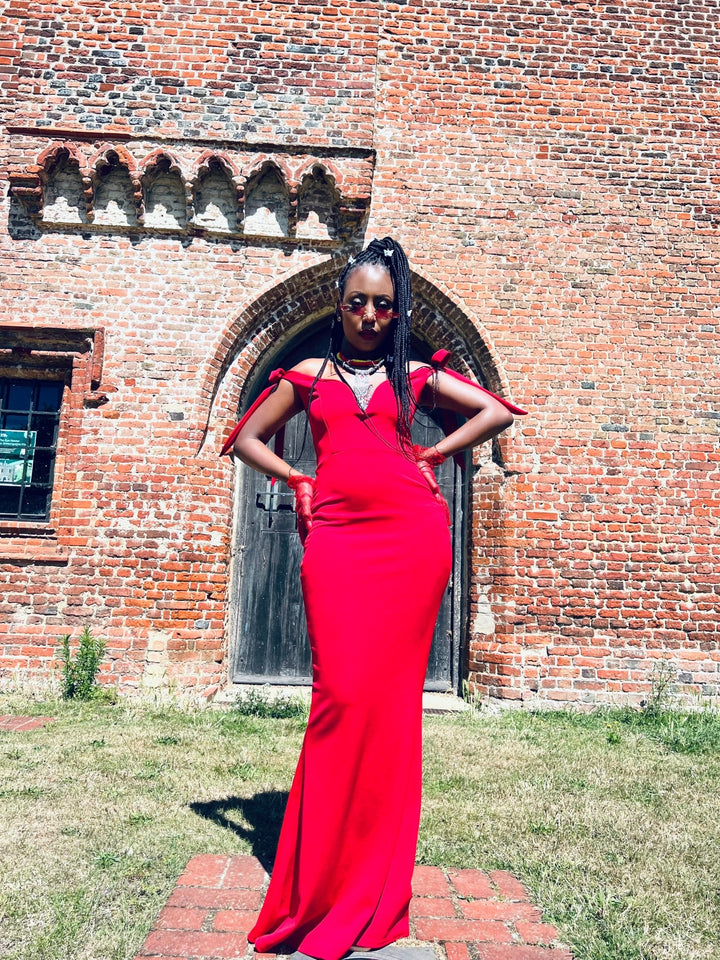 Crimson Bow Fishtail Dress - One Wear Freedom 