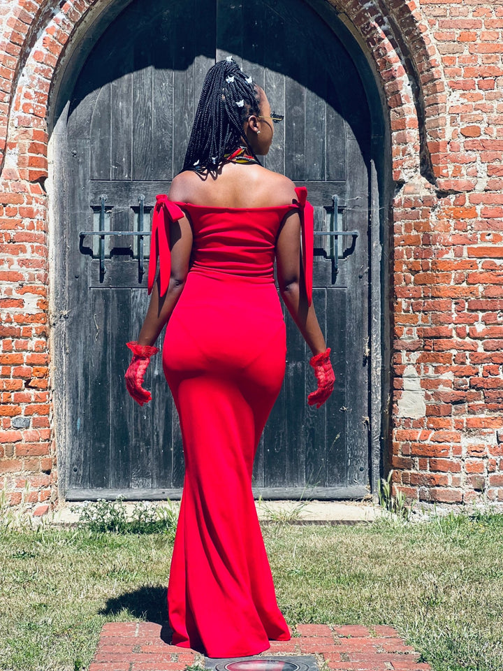 Crimson Bow Fishtail Dress - One Wear Freedom 