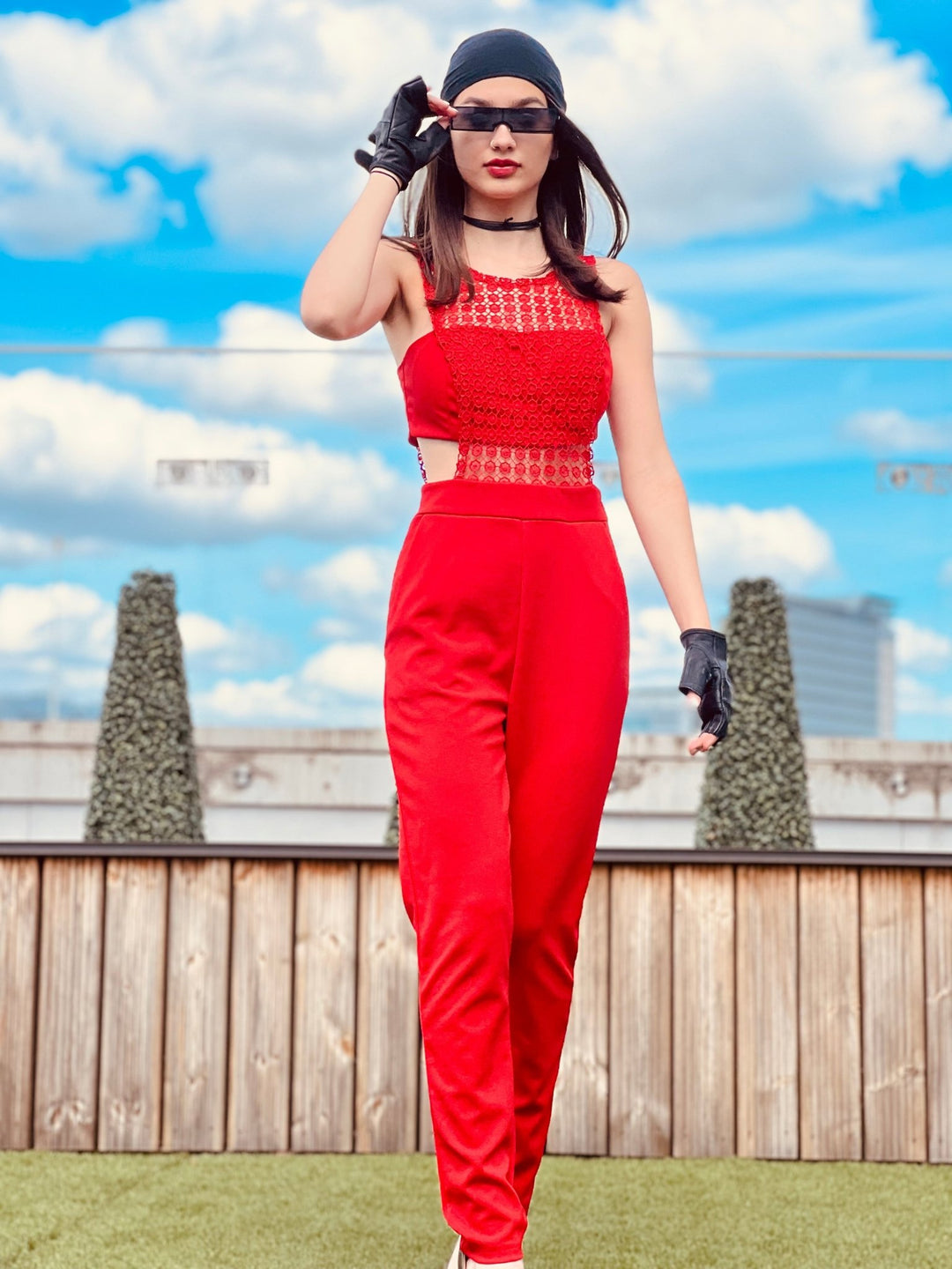 Crimson Lace Link Jumpsuit - One Wear Freedom 