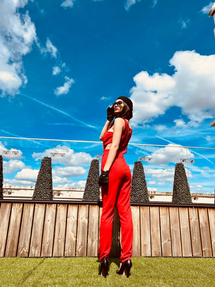 Crimson Lace Link Jumpsuit - One Wear Freedom 