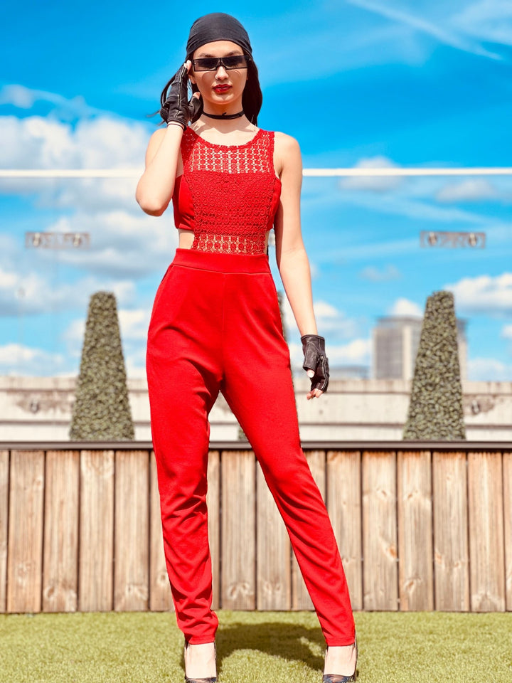 Crimson Lace Link Jumpsuit - One Wear Freedom 