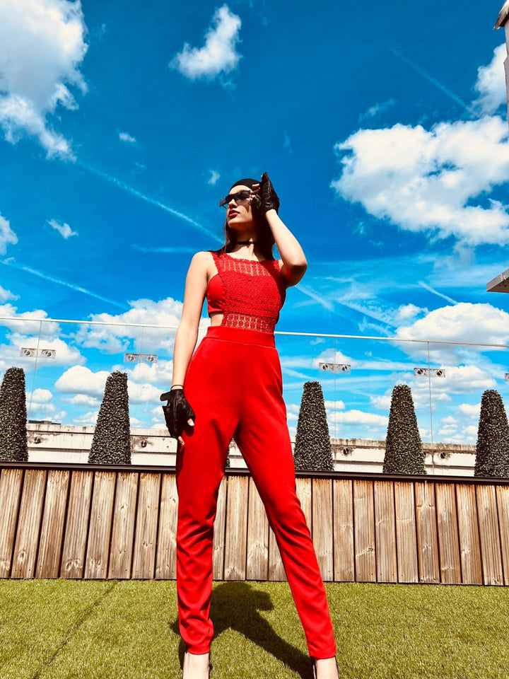 Crimson Lace Link Jumpsuit - One Wear Freedom 
