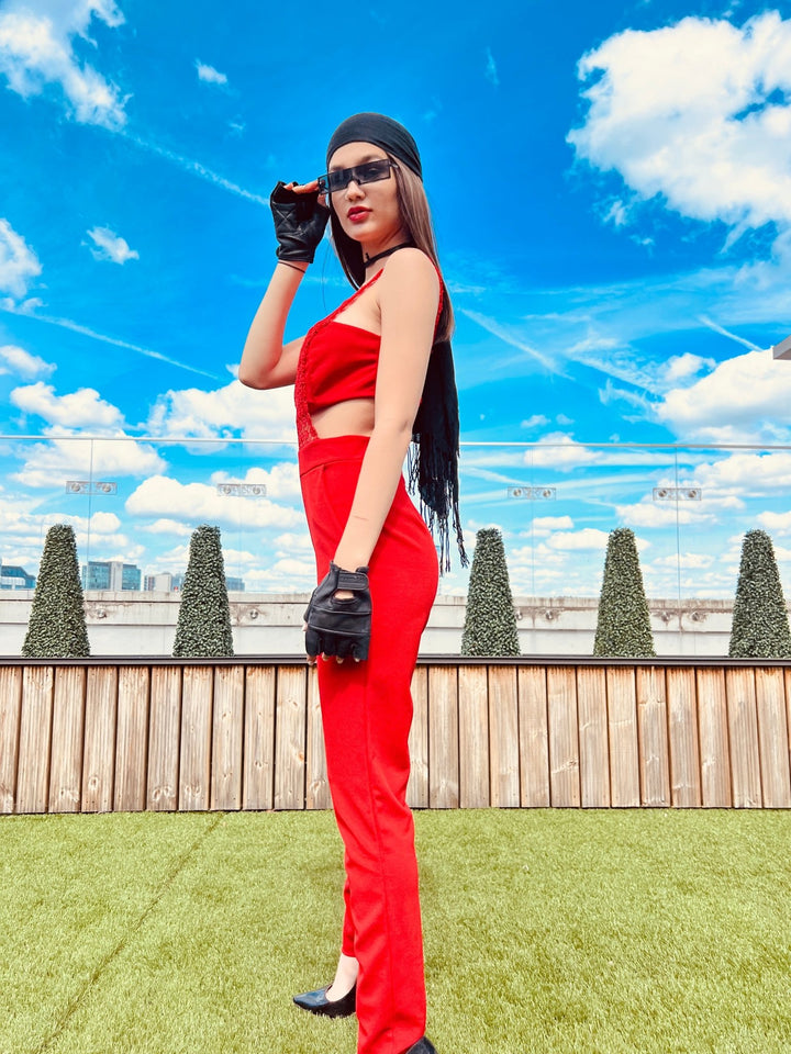 Crimson Lace Link Jumpsuit - One Wear Freedom 