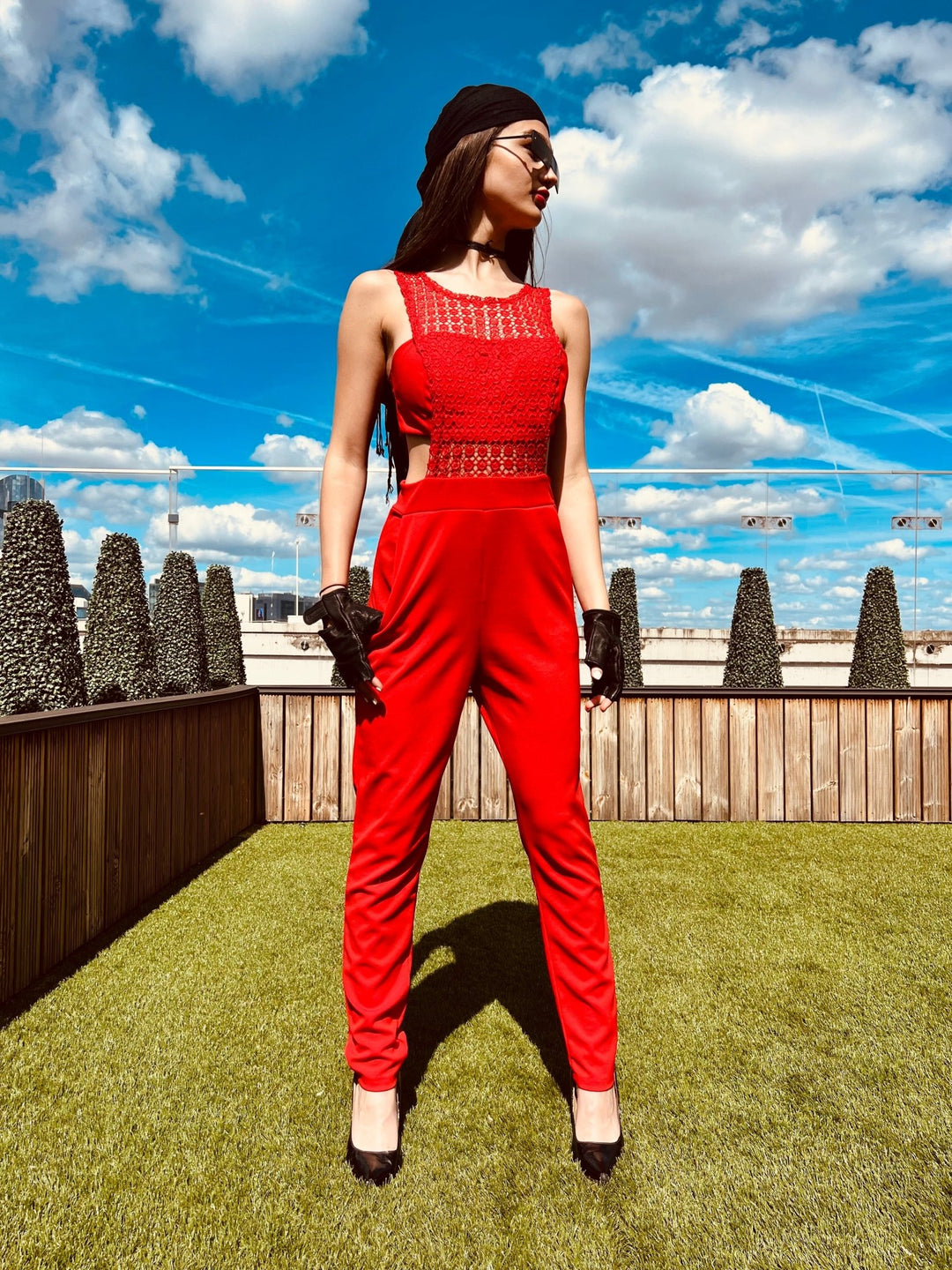 Crimson Lace Link Jumpsuit - One Wear Freedom 