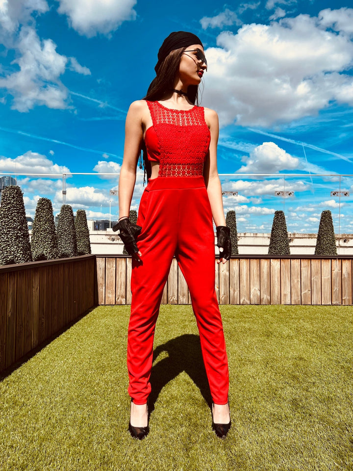 Crimson Lace Link Jumpsuit - One Wear Freedom 