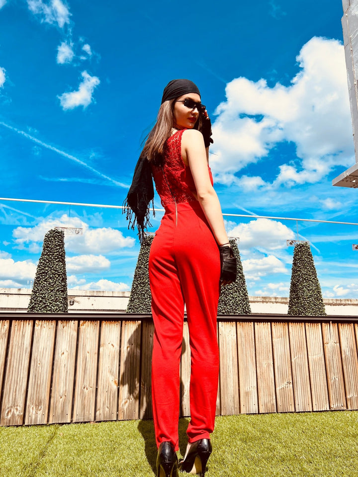 Crimson Lace Link Jumpsuit - One Wear Freedom 