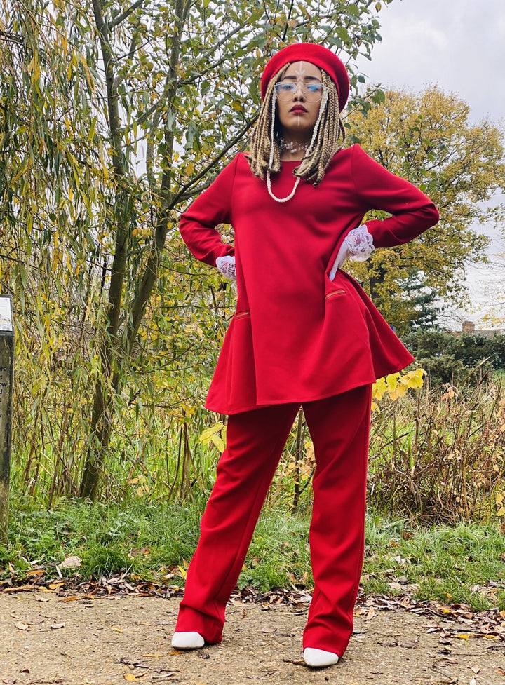 Crimson Longline Jumper + Straight Trouser Co-ord - One Wear Freedom 